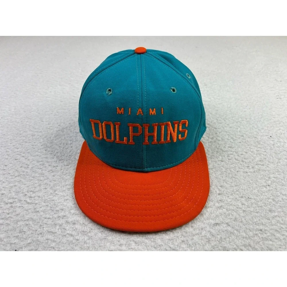 Vintage Miami Dolphins Hat Cap Snapback Mens Teal Orange NFL Football AJD USA